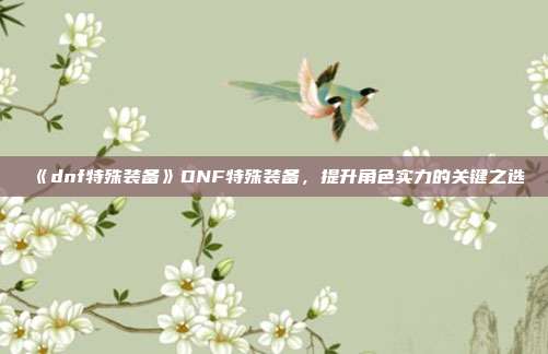 《dnf特殊装备》DNF特殊装备，提升角色实力的关键之选